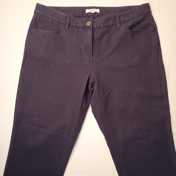 Loft Marisa Linen Blend Pants Size 10 Mid Rise Tapered Leg Navy Blue Color - Picture 2 of 10